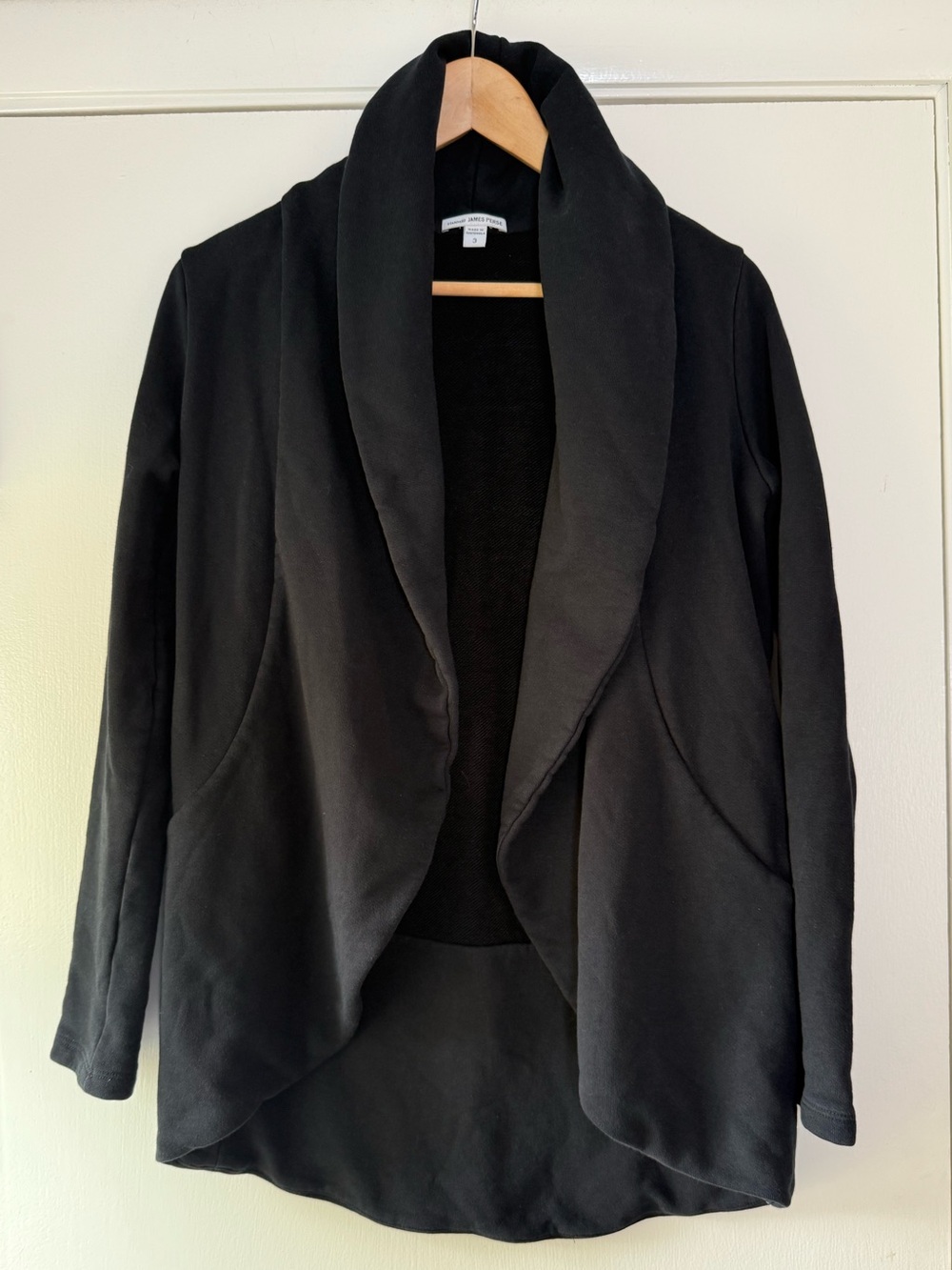 Standard James Perse Heavy Knit Terry Sweatshirt Cardigan Minimalist Modern Chic